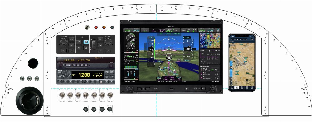 An RV-8 instrument panel laid out in the Panel Designer