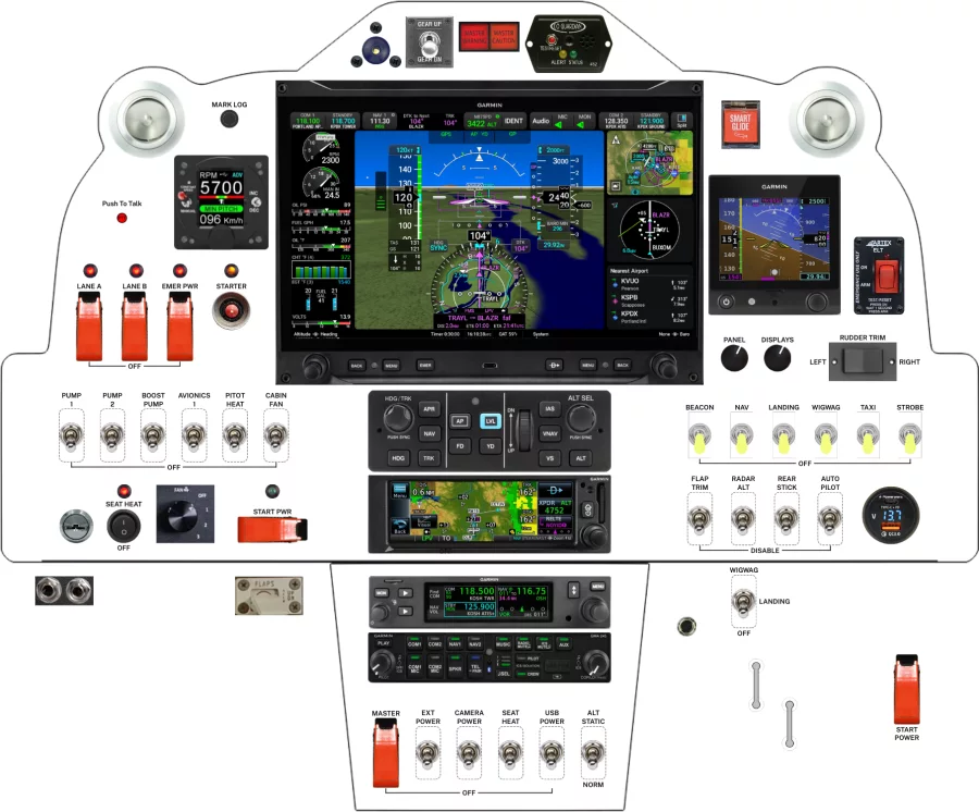 Flying Legend Tucano Front Panel instrument panel design