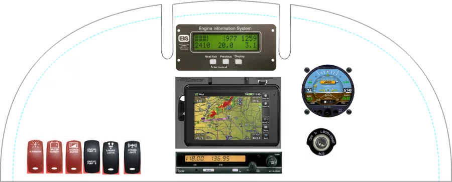 An RANS Aircraft S-7 Courier instrument panel design