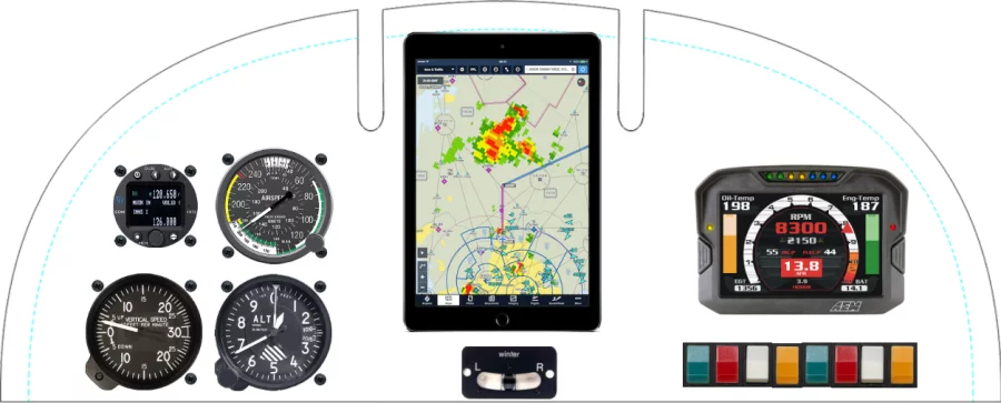 An RANS Aircraft S-7 Courier instrument panel design